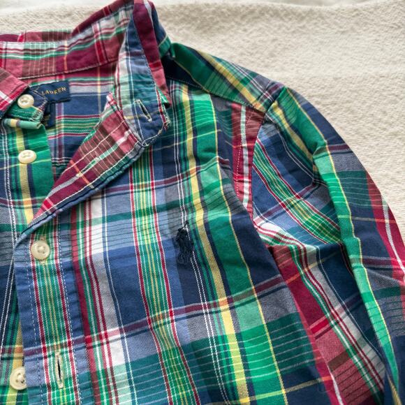 Ralph Lauren Boys Multi-Plaid Cotton Button Down Shirt Size Small - 8 - Picture 4 of 5